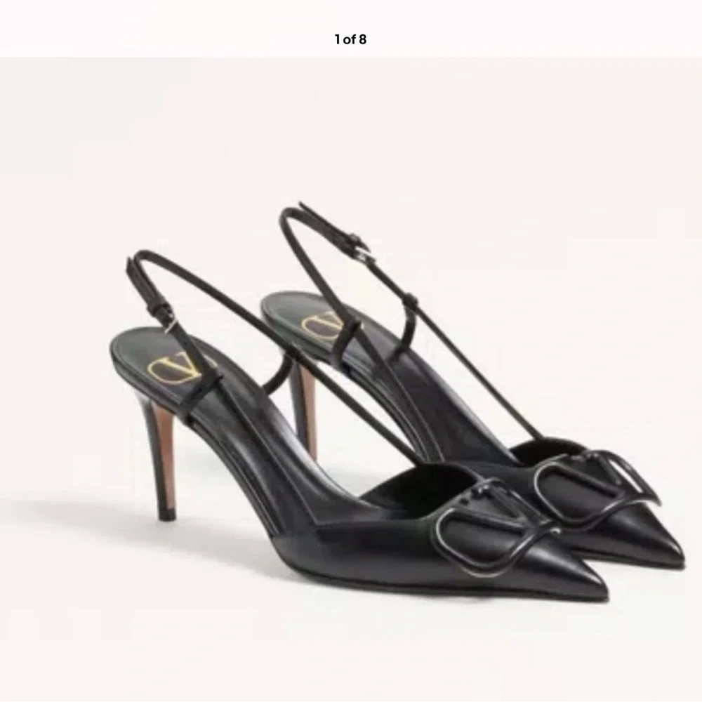 Valentino Black Slingback Heels with Buckle Detail - Picture 1 of 8